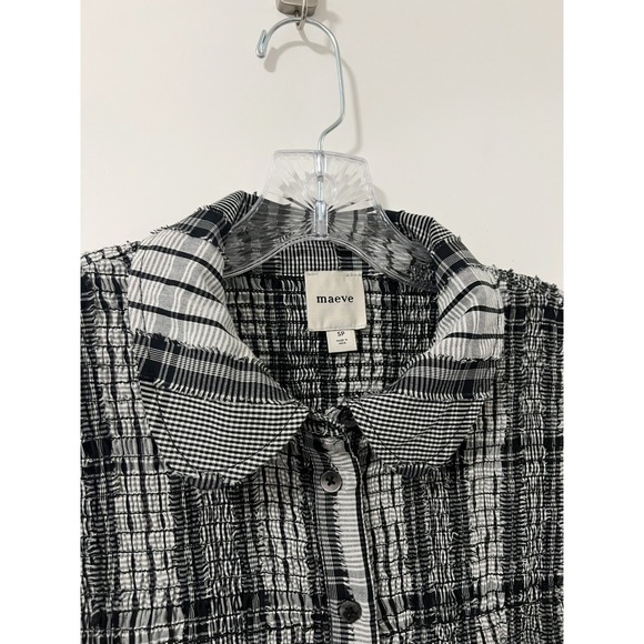 Maeve Plaid Smocked Button Front Midi Dress Women's Size SP - Picture 6 of 9